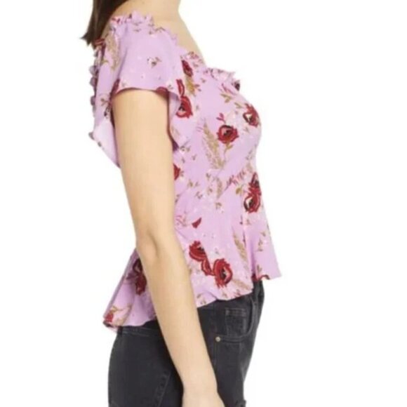 NWT ROW A Femme Flounce Sleeve Top - Picture 3 of 12